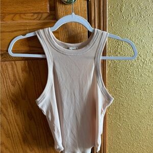 Pielle Soft Beige Ribbed Cropped Tank Top